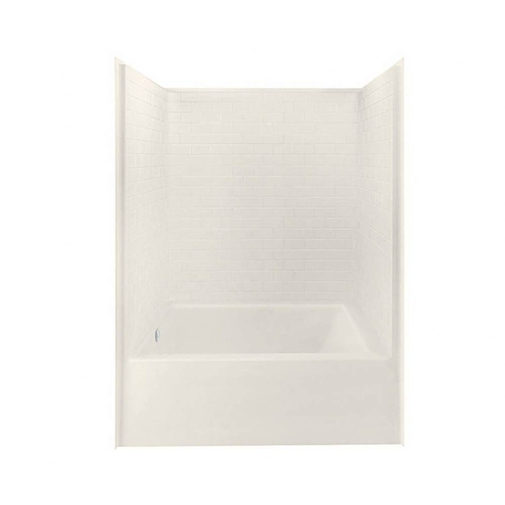 6042STTM AFR  AcrylX Alcove Right-Hand Drain One-Piece Tub Shower in Biscuit