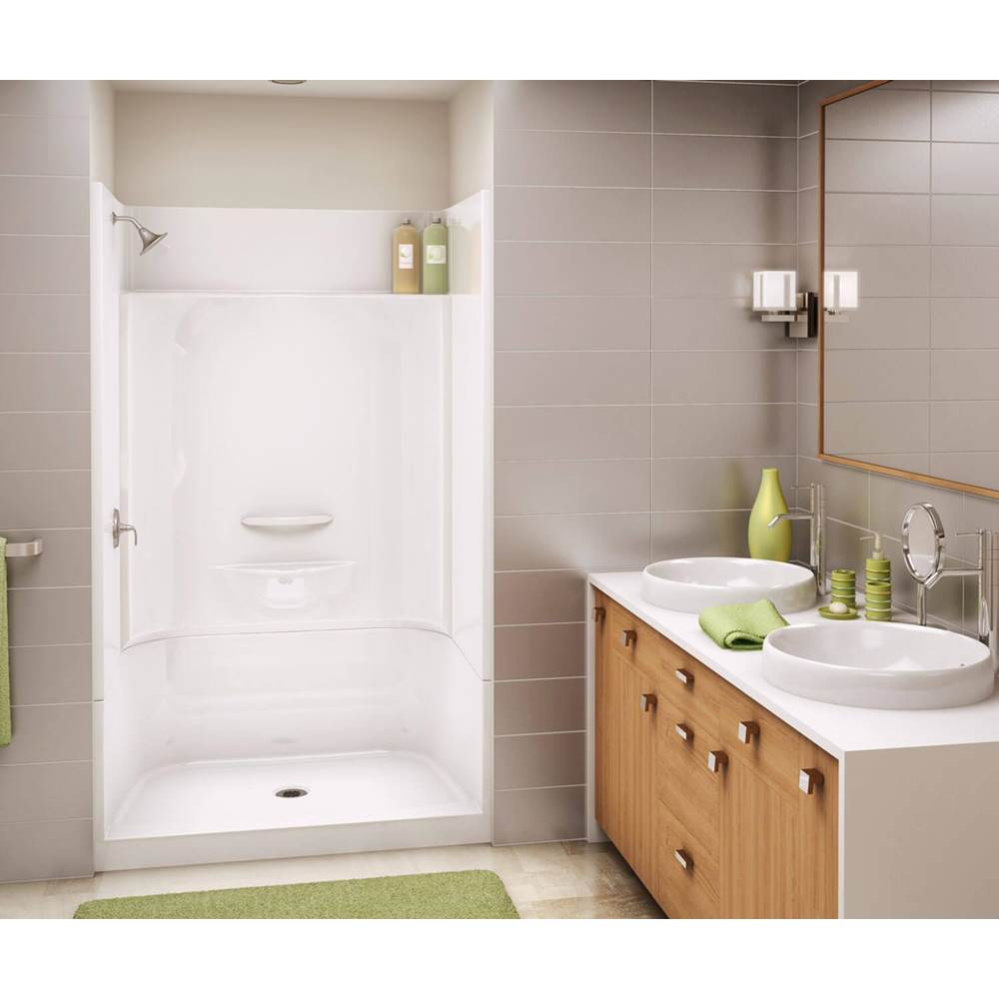 KDS 3448 AFR AcrylX Alcove Center Drain Four-Piece Shower in White