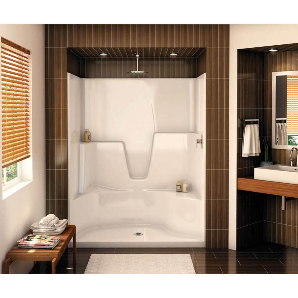 SHLS/RS-60 60 in. x 36 in. x 76.5 in. 1-piece Alcove Shower with Left Seat, Center Drain in White