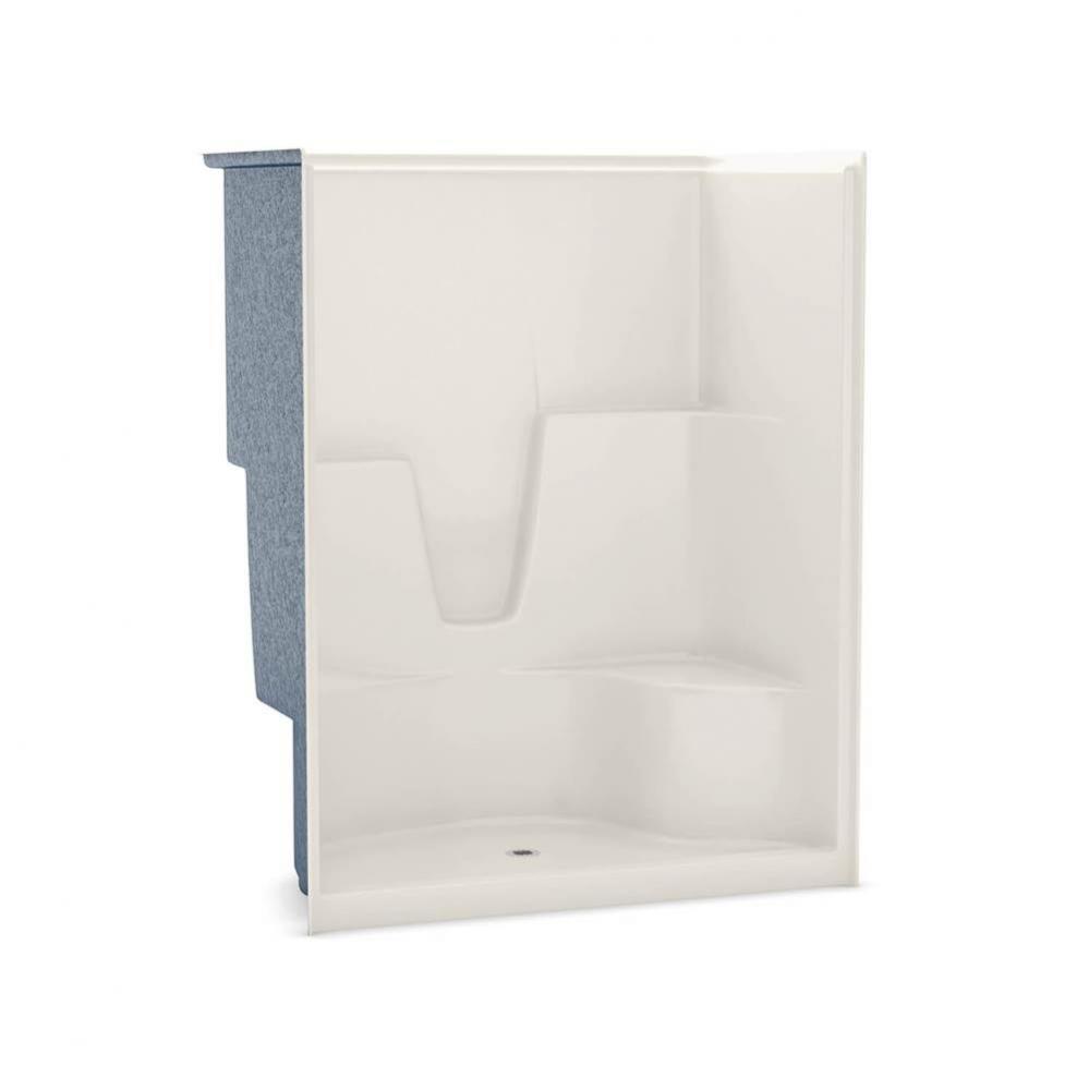 SHLS/RS-60 60 in. x 36 in. x 76.5 in. 1-piece Alcove Shower with Right Seat, Center Drain in Biscu