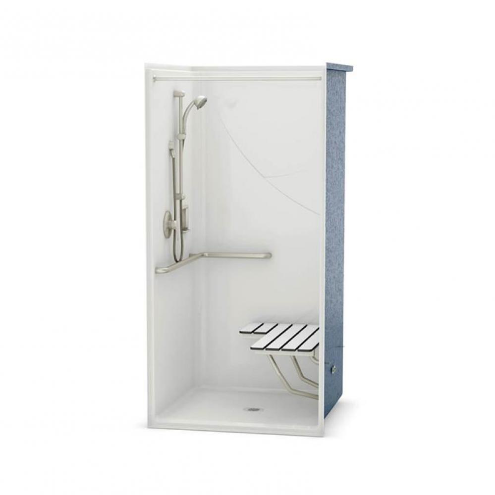 OPS-3636 AcrylX Alcove Center Drain One-Piece Shower in Bone - Complete Accessibility Package