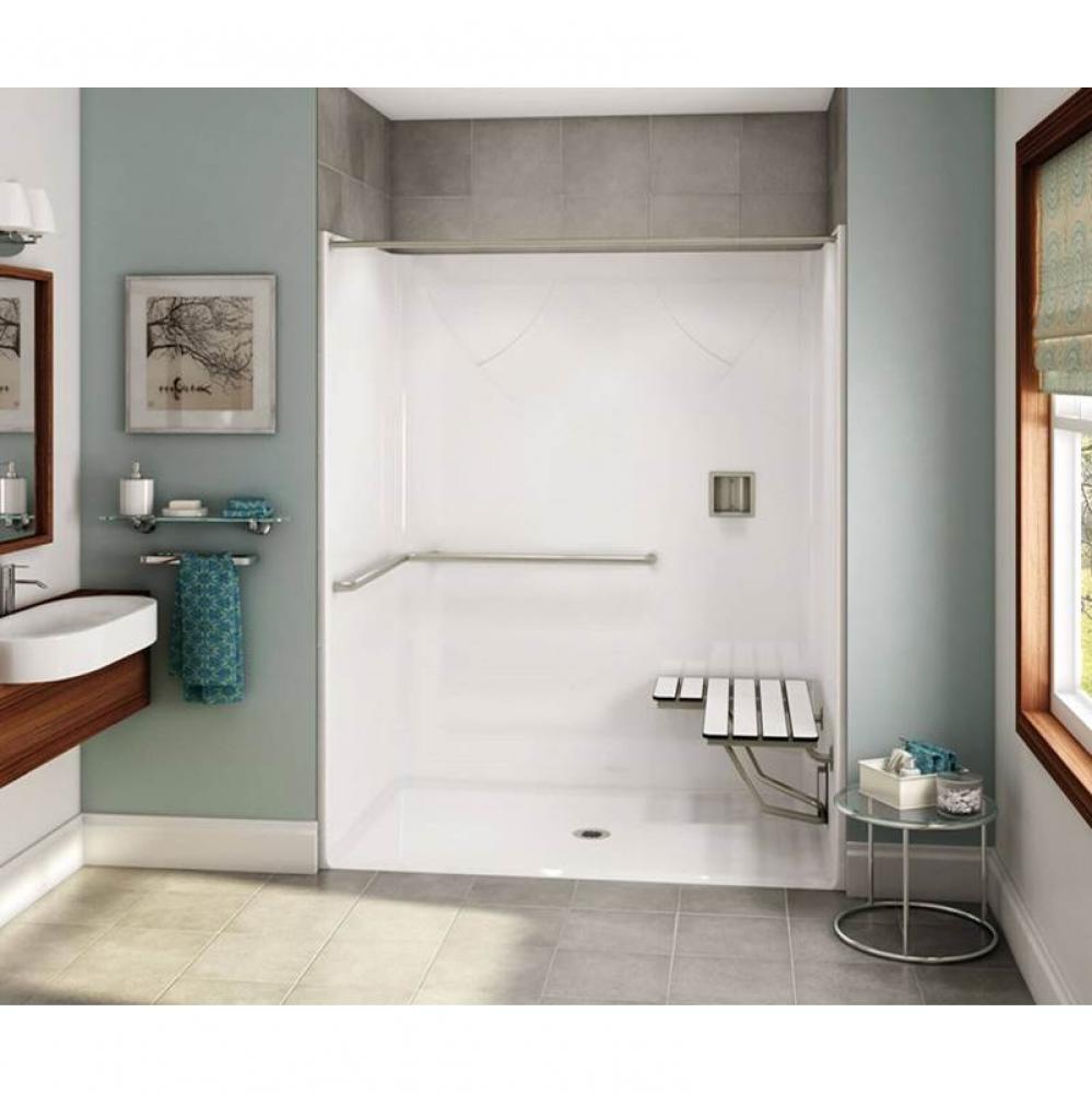 OPS-6036 with ADA/ANSI Grab Bar and Seat 60 in. x 36 in. x 76.625 in. 1-piece Alcove Shower with R