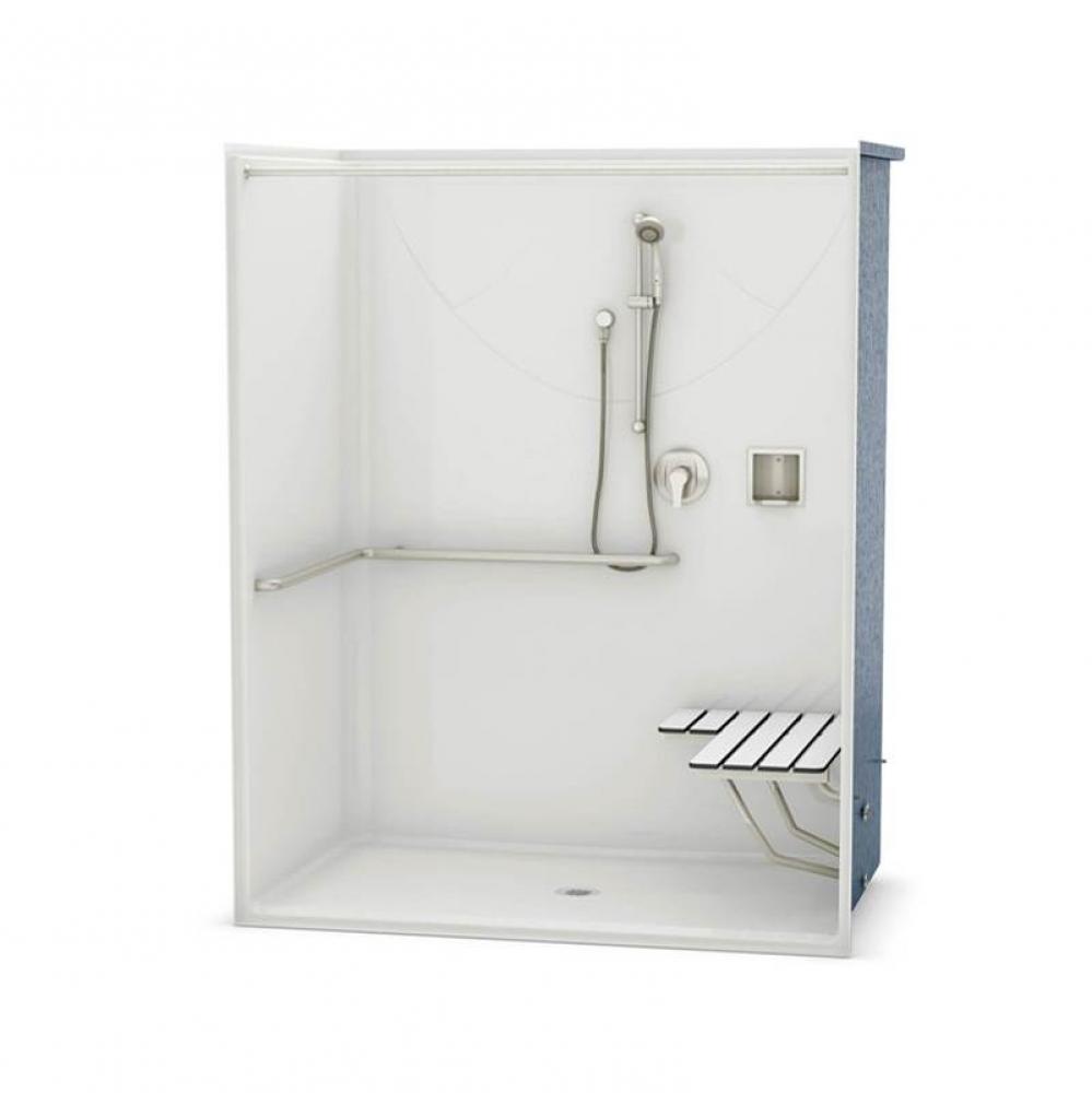 OPS-6036 ADA/ANSI Compliant (with Seat) 60 in. x 36 in. x 76.625 in. 1-piece Alcove Shower with Le