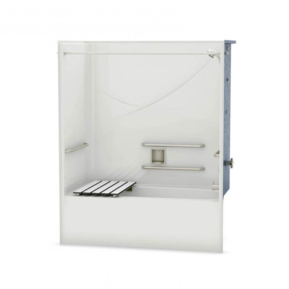 OPTS-6032 ADA Compliant 57 in. x 31.5 in. x 69.75 in. 1-piece Tub Shower with Left Drain in White