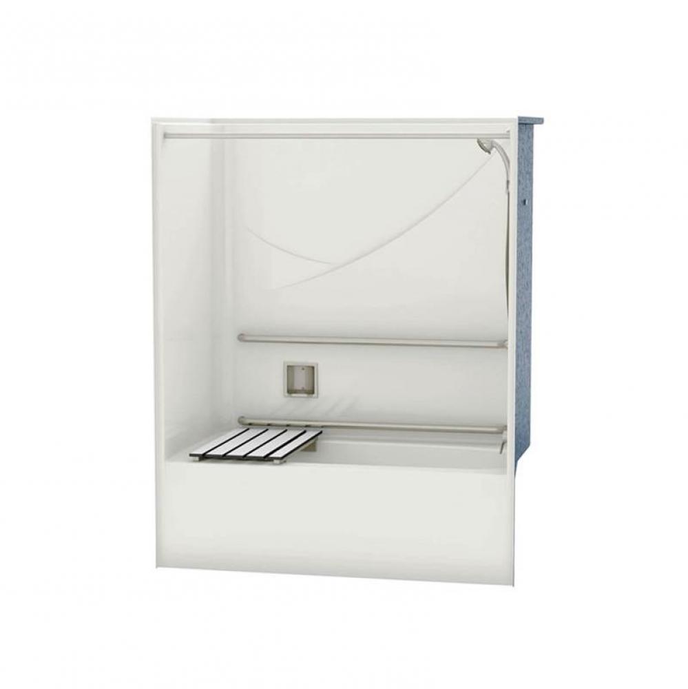OPTS-6032 MASS Compliant 57 in. x 31.5 in. x 69.75 in. 1-piece Tub Shower with Right Drain in Whit