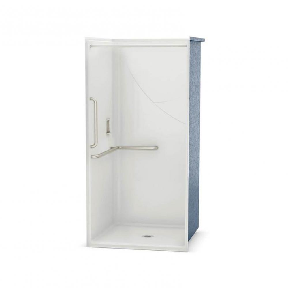 OPS-3636-RS with L-shaped Grab Bars 36 in. x 36 in. x 76.625 in. 1-piece Alcove Shower with Left-h