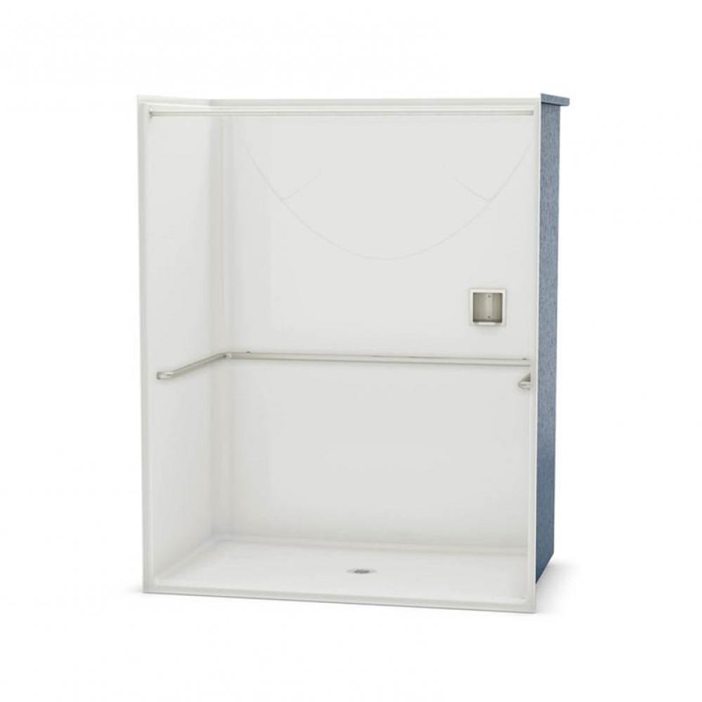 OPS-6036-RS with ADA Grab Bar 60 in. x 36 in. x 76.625 in. 1-piece Alcove Shower with No Seat, Cen