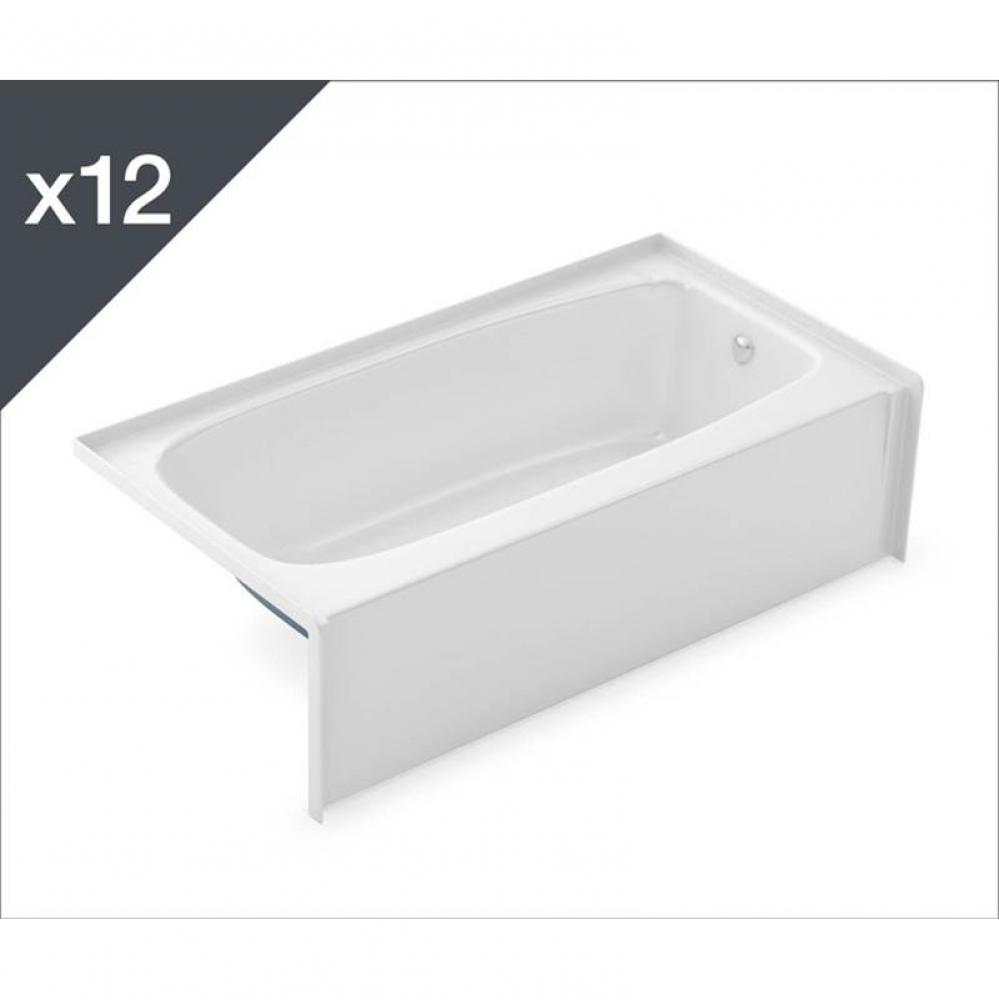 TO-3060 - Job pack of 12 Alcove Bathtubs with Left Drain in White