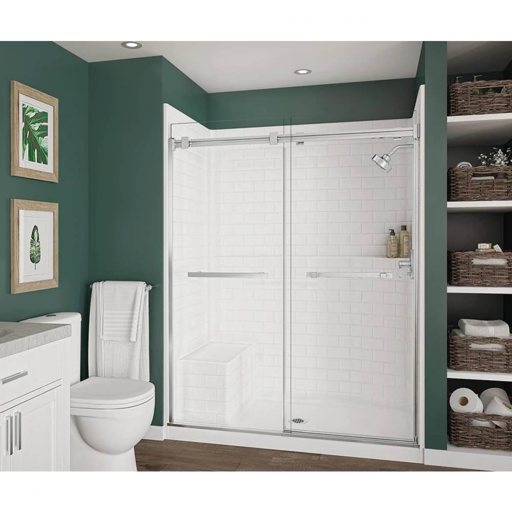 16034STTS 60 in. x 35.25 in. x 81.25 in. 1-piece Alcove Shower with Left Seat, Center Drain in Whi