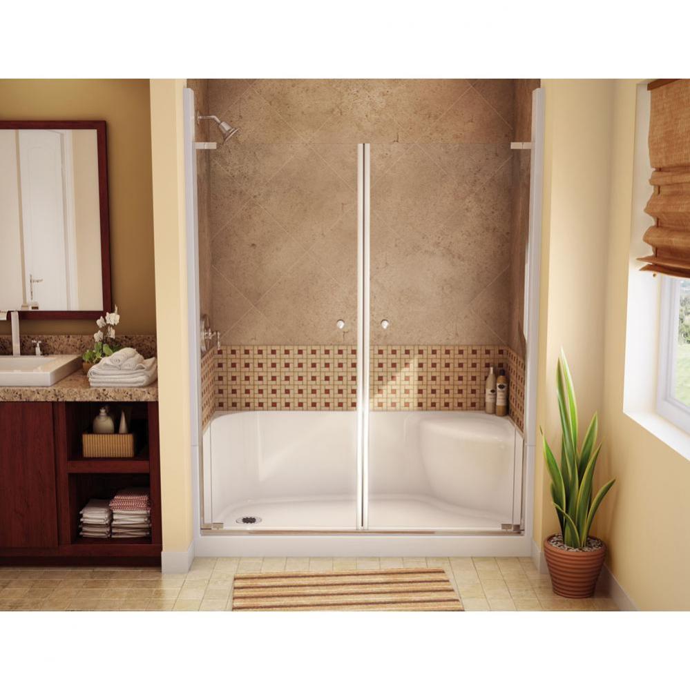 SPS 3060 AFR 59.875 in. x 30 in. x 22.125 in. Shower Base with Left Seat, Right Drain in Bone