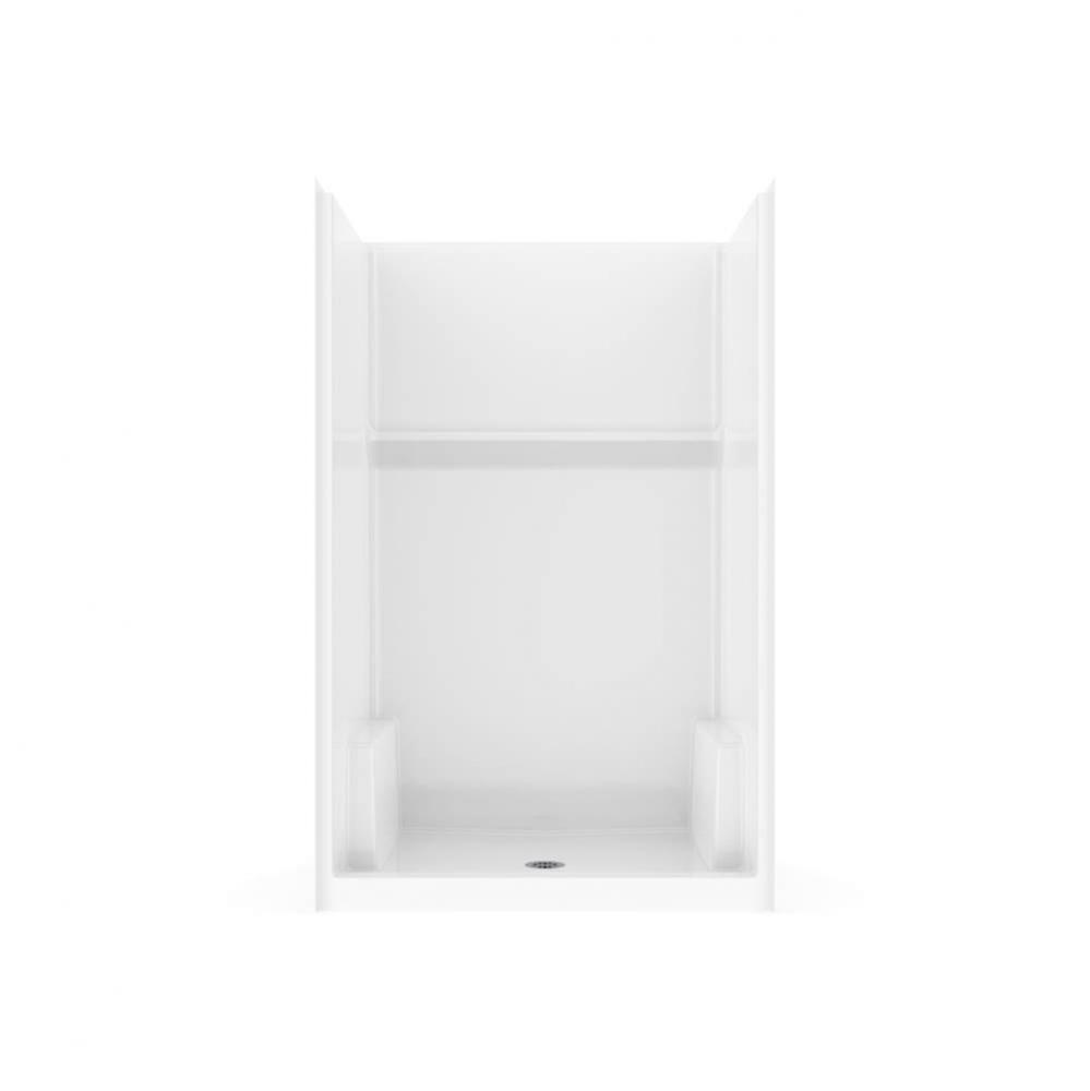 Icon SH 4834 AFR Acrylx Alcove Center Drain One-piece Shower in White