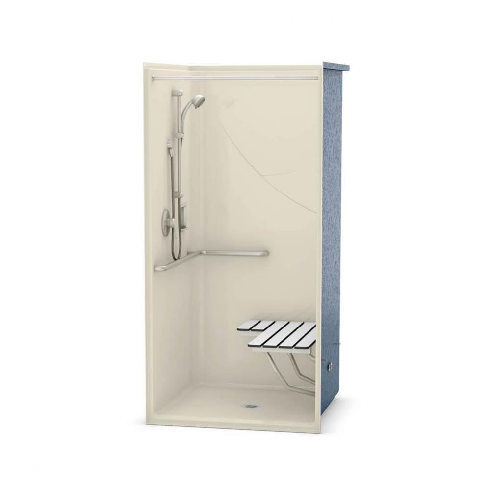 OPS-3636-RS AcrylX Alcove Center Drain One-Piece Shower in Bone - Complete Accessibility Package