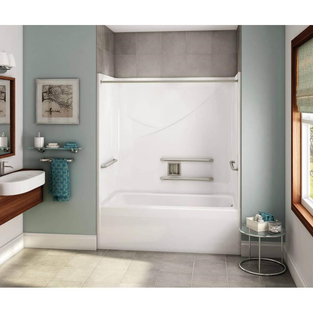 OPTS-6032 AcrylX Alcove Left-Hand Drain One-Piece Tub Shower in Thunder Grey - ADA Grab Bars