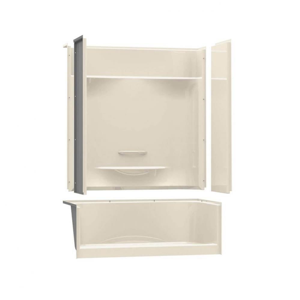 KDS 3460 AcrylX Alcove Center Drain Four-Piece Shower in Bone