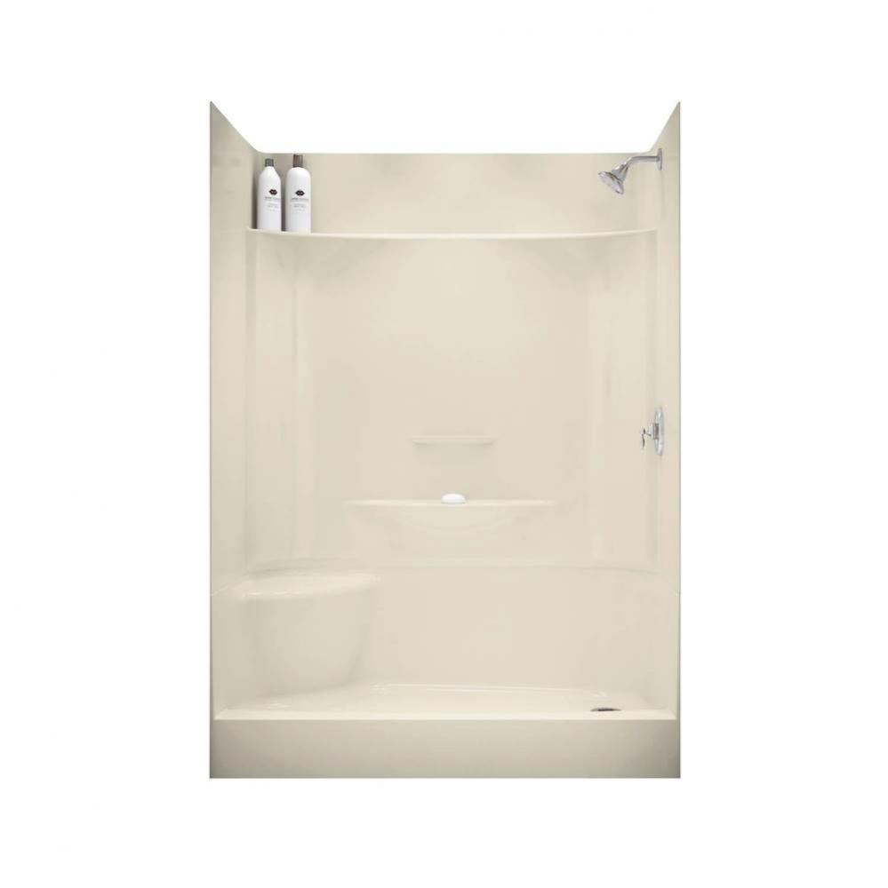 KDS 3060 AFR AcrylX Alcove Center Drain Four-Piece Shower in Bone