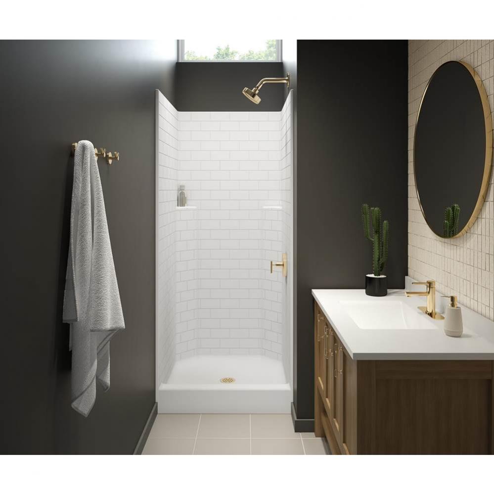 13636STT AcrylX Alcove Center Drain One-Piece Shower in Bone