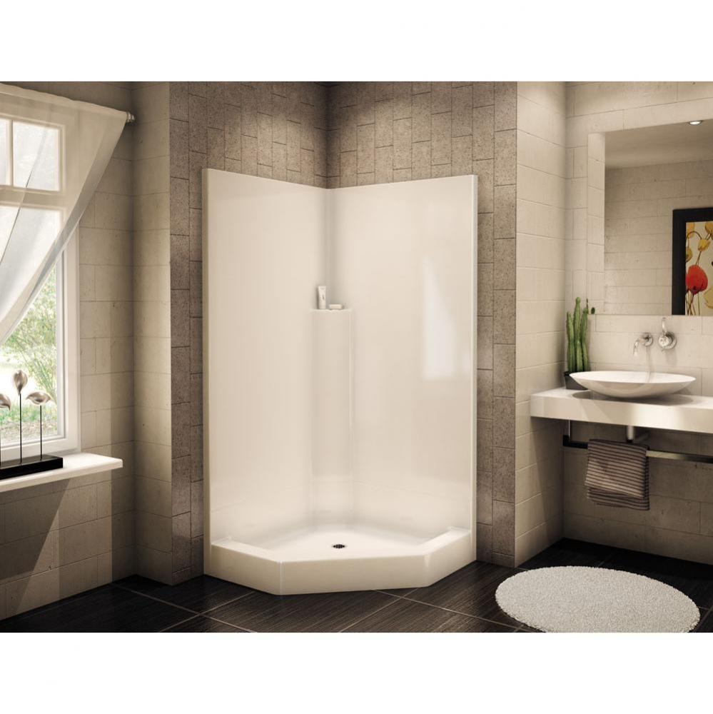 KD-NAS 38 in. x 38 in. x 76.5 in. 2-piece Corner Shower with No Seat, Center Drain in White