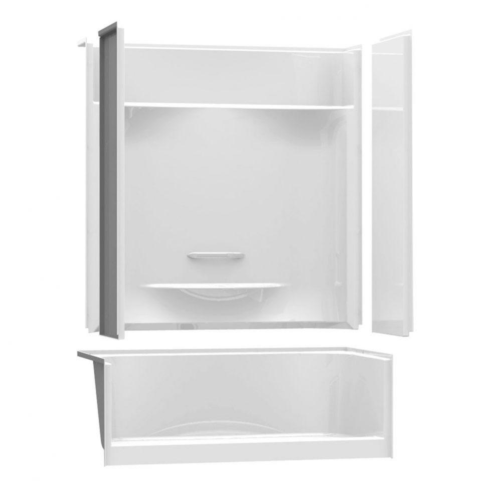 KDS 3060 59.75 in. x 30 in. x 81.125 in. 4-piece Alcove Shower with Left Seat, Right Drain in Bone