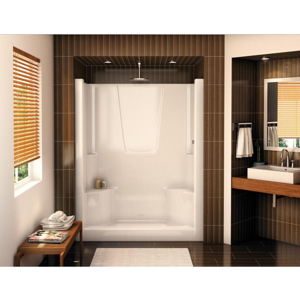 S-60 60 in. x 35.5 in. x 74.5 in. 1-piece Alcove Shower with 2 Seats, Center Drain in Bone