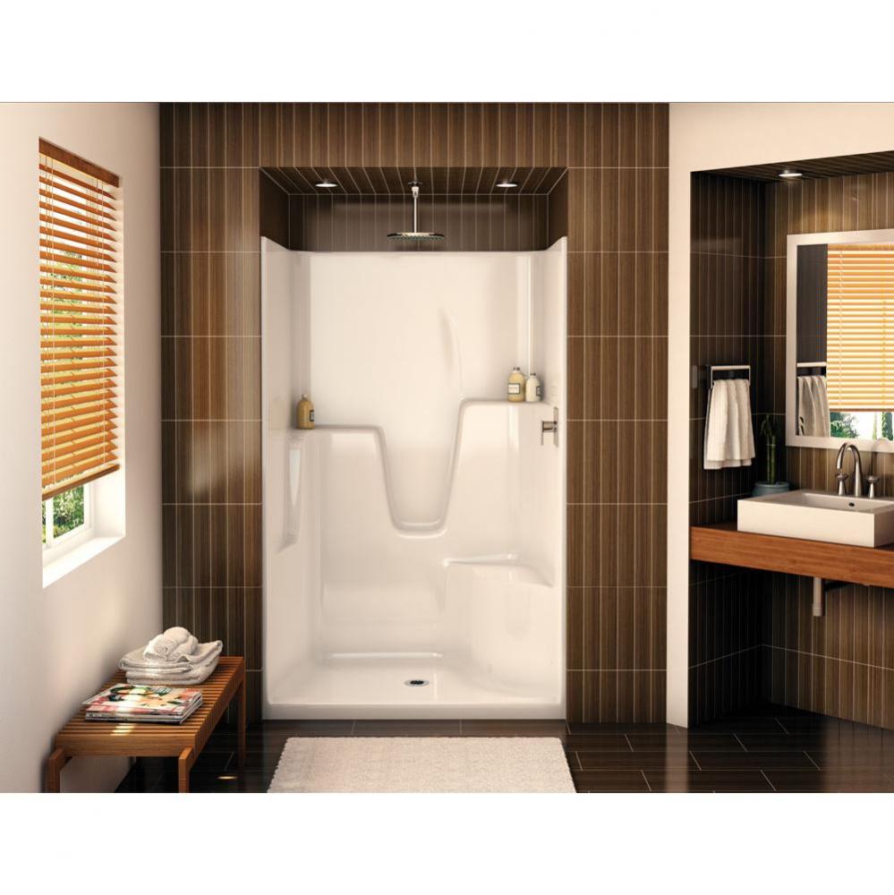 SHLS/RS-48 48.25 in. x 36 in. x 76.5 in. 1-piece Alcove Shower with Left Seat, Center Drain in Whi