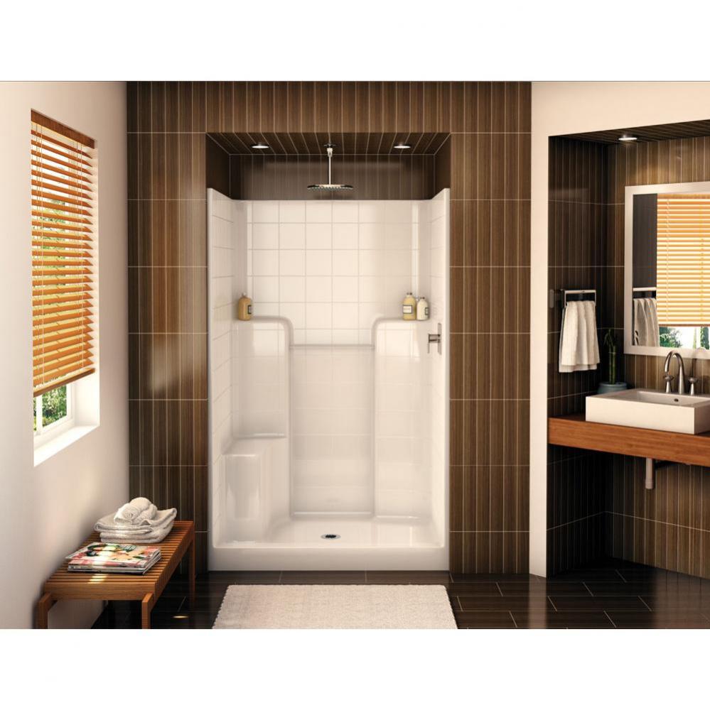 SHRST/LST-48 48 in. x 35 in. x 73.75 in. 1-piece Alcove Shower with Right Seat, Center Drain in Bi