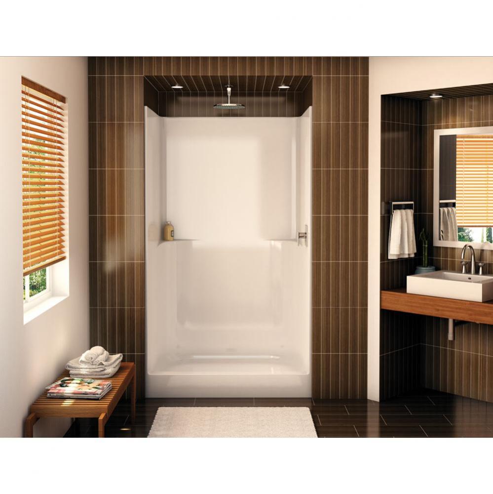 SHW-48 47.875 in. x 34.5 in. x 82 in. 1-piece Alcove Shower with Left Seat, Center Drain in Biscui