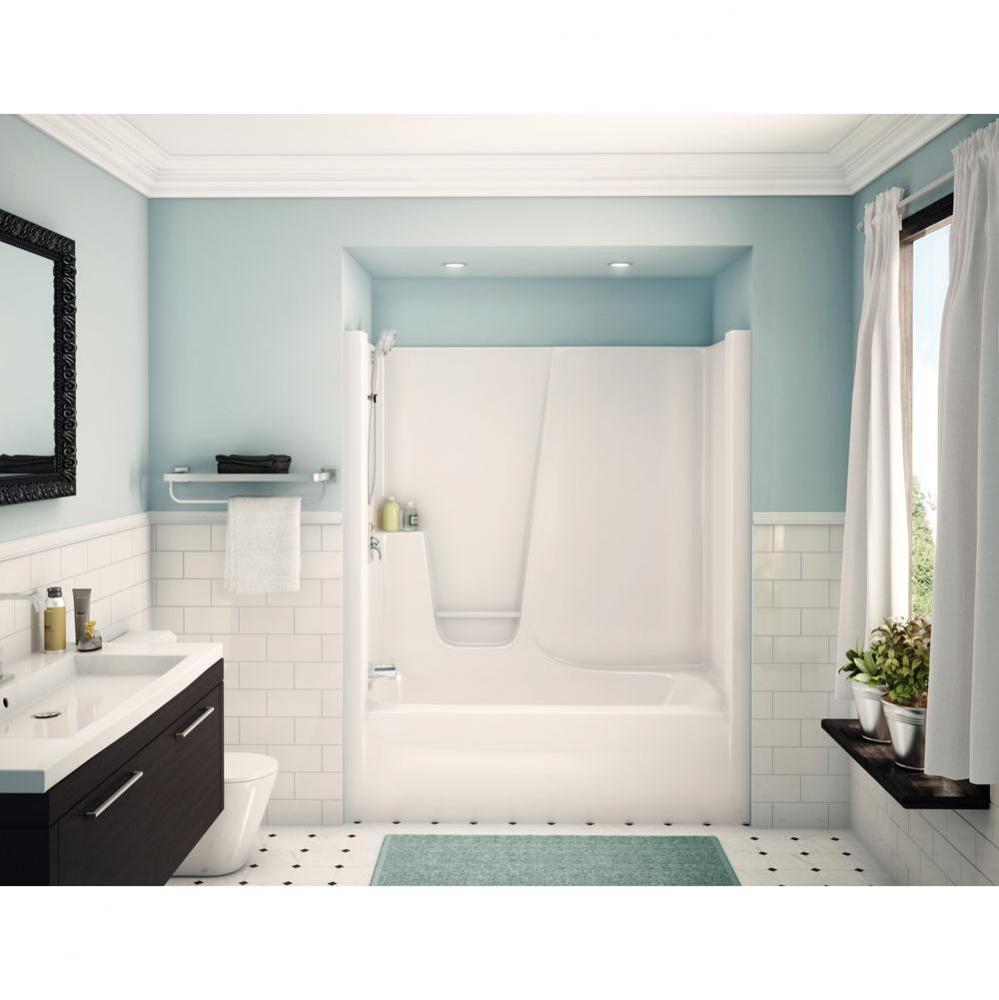 GB-60 60 in. x 33 in. x 72 in. 1-piece Tub Shower with Right Drain in White