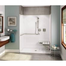 Aker 141333-000-002-118 - OPS-6030-RS AcrylX Alcove Center Drain One-Piece Shower in White - ADA Compliant (with Seat)