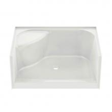 Aker 142032-L-000-002 - SPS 3448 47.875 in. x 33.625 in. x 20.125 in. Shower Base with Left Seat, Center Drain in White