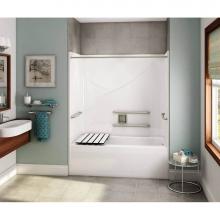 Aker 141312-000-002-104 - OPTS-6032 AcrylX Alcove Left-Hand Drain One-Piece Tub Shower in White - ADA Grab Bars and Seat