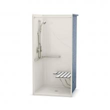 Aker 141276-R-000-007 - OPS-3636 AcrylX Alcove Center Drain One-Piece Shower in Biscuit - Complete Accessibility Package