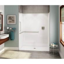 Aker 141456-L-000-007 - OPS-6030 AcrylX Alcove Center Drain One-Piece Shower in Biscuit - ANSI Grab Bar
