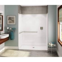 Aker 141288-000-002-100 - OPS-6030 AcrylX Alcove Center Drain One-Piece Shower in White - ADA L-Bar