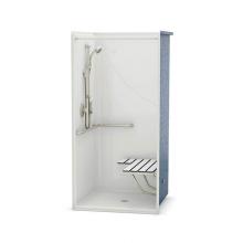 Aker 141278-R-000-004 - OPS-3636 AcrylX Alcove Center Drain One-Piece Shower in Bone - Massachusetts Compliant Model