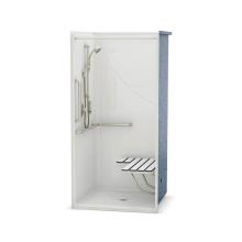 Aker 141327-R-000-004 - OPS-3636-RS AcrylX Alcove Center Drain One-Piece Shower in Bone - Complete Accessibility Package w