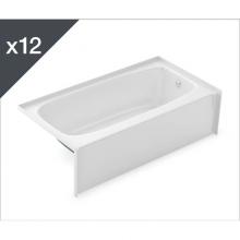 Aker 141356-AFR/L-002-002 - TO-3060 - Job pack of 12 Alcove Bathtubs with Left Drain in White