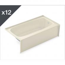 Aker 141356-AFR/R-002-004 - TO-3060 - Job pack of 12 Alcove Bathtubs with Right Drain in Bone