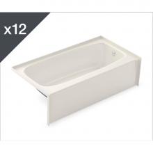 Aker 141356-AFR/L-002-007 - TO-3060 - Job pack of 12 Alcove Bathtubs with Left Drain in Biscuit