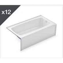 Aker 141357-L-002-002 - TO-3260 - Job pack of 12 Alcove Bathtubs with Left Drain in White