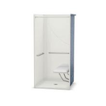 Aker 141366-R-000-004 - OPS-3636 AcrylX Alcove Center Drain One-Piece Shower in Bone - with MASS grab bar and seat