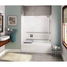 Aker 141370-000-002-213 - OPTS-6032 AcrylX Alcove Right-Hand Drain One-Piece Tub Shower in White - MASS Grab Bars and Seat