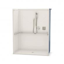 Aker 141292-000-007 - OPS-6030 AcrylX Alcove Center Drain One-Piece Shower in Biscuit - ADA Compliant (without Seat)