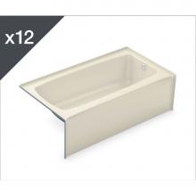 Aker 141357-002-004-001 - TO-3260 AcrylX Alcove Left-Hand Drain Bath in Bone