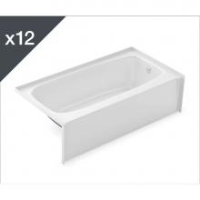 Aker 141363-002-002-502 - TO-2954 AFR AcrylX Alcove Right-Hand Drain Bath in White