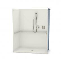 Aker 141299-000-007 - OPS-6036 AcrylX Alcove Center Drain One-Piece Shower in Biscuit - ADA Compliant (without Seat)