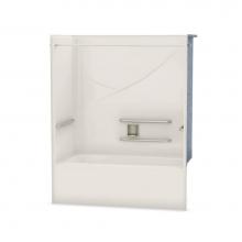 Aker 141310-L-000-007 - OPTS-6032 AcrylX Alcove Left-Hand Drain One-Piece Tub Shower in Biscuit - ADA Grab Bars