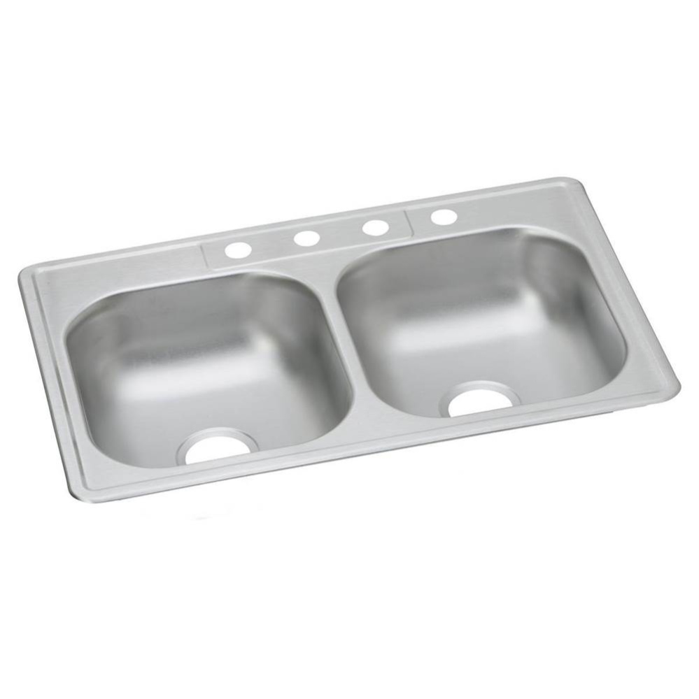 Dayton Stainless Steel 33'' x 22'' x 6-9/16'' 1-Hole Equal Double Bo