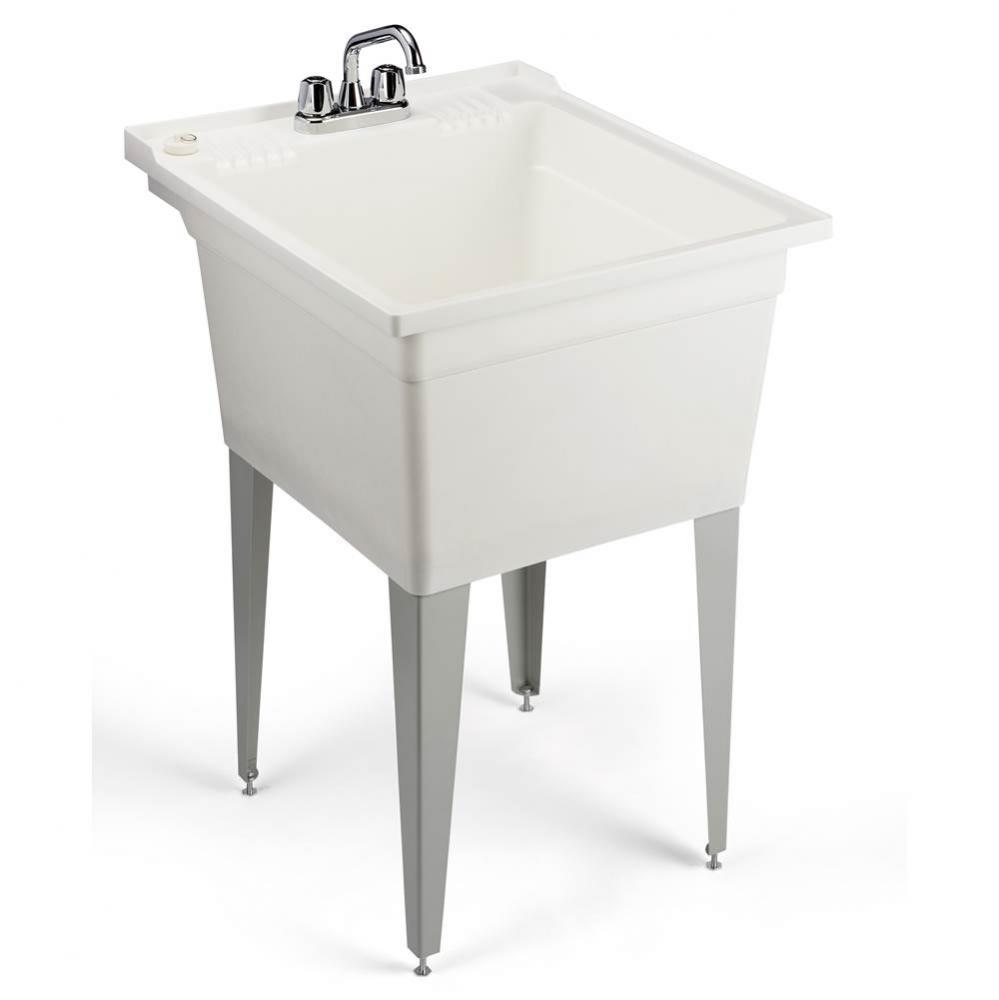 Floor Mounted Appliace White Sink w/ Dual Faucet
