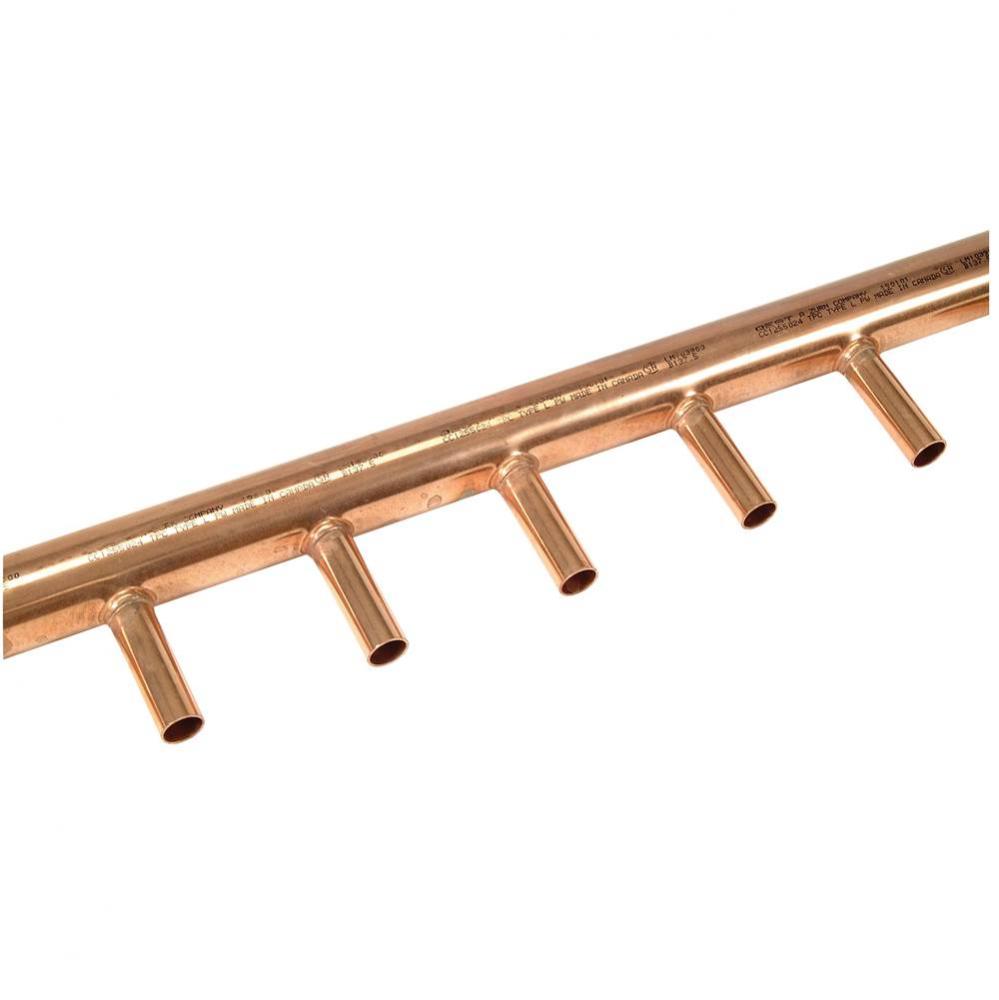 Copper Manifold Header - 1'' Header with 12 - 1/2'' Outlets