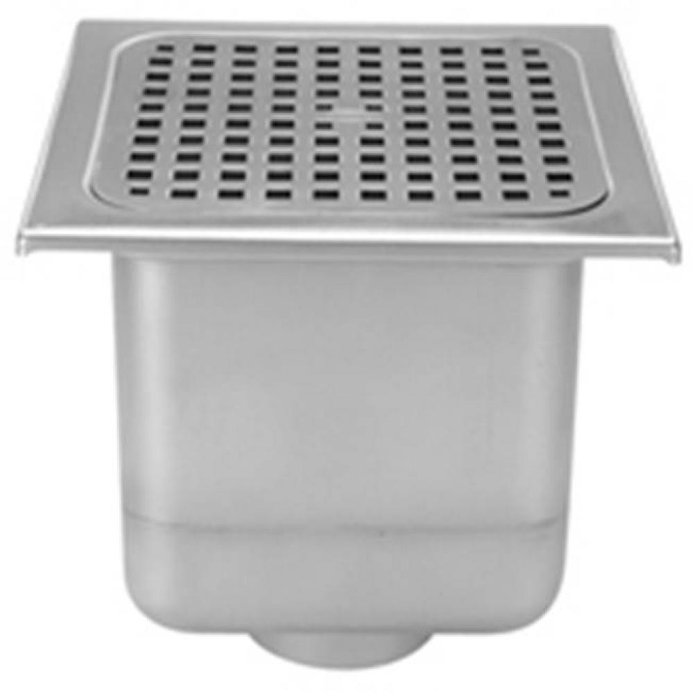 Z1752 12'' x 12'' Square 304 Stainless Steel Sani-Flor Receptor with 10'&